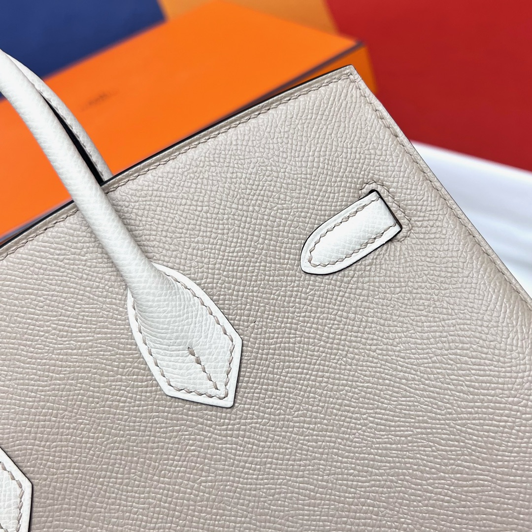 에르메스 버킨백25 화이트그레이 금장 앱송